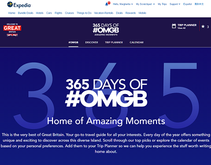 Landing Page OMGB: nuova campagna di web marketing turistico tra Expedia e VisitBritain